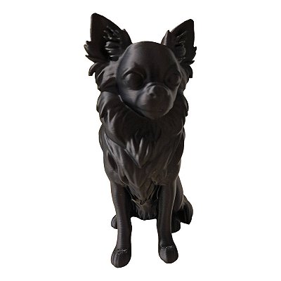 Estatueta Chihuahua Pelo Longo Decoração Branco