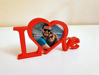 Porta-retrato Decorativo Love Com Coração Vermelho Coração