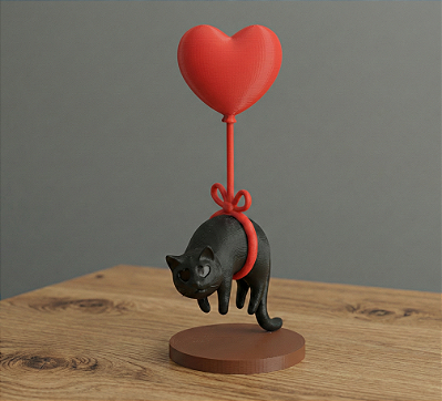 Enfeite Gato Flutuante com Balão - Decoração Fofo e Criativa