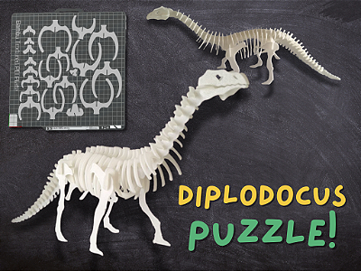 Quebra-Cabeça Diplodocus 3D Dinossauro Educativo Brinquedo