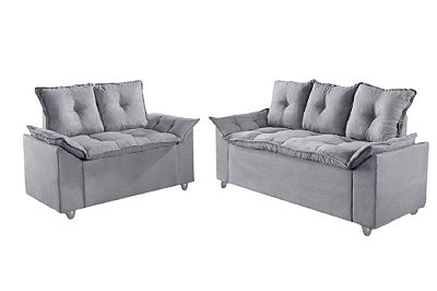 SOFA 3X2 LUG - PAMPULHA - TEC 50 CINZA