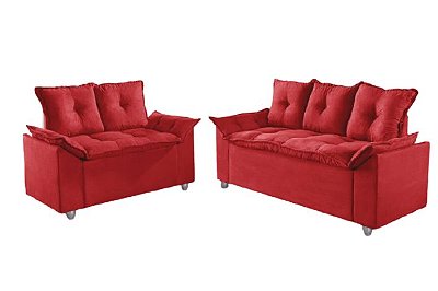 SOFA 3X2 LUG - PAMPULHA - TEC 40 VERMELHO