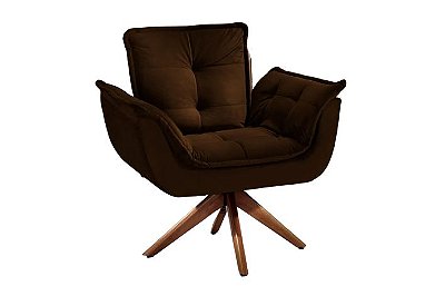 POLTRONA LUNA-PE GIRATORIO - VELUDO MARROM/12115