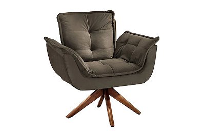 POLTRONA LUNA-PE GIRATORIO - VELUDO CINZA/3040-09