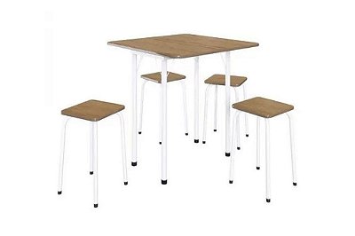 MESA DOBRAVEL ASTI MADEIRADO BORDA MEL C/4 BANQ - BONAVITA