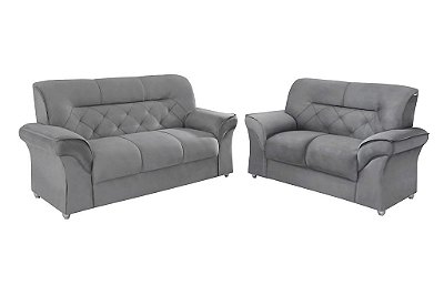 SOFA CJ 3X2 LUG CAETE/2084 VEL CINZA/D 2075 - LUFER
