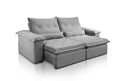 SOFA RETR VALENCIA 250CM VEL CINZA/526 - JC ESTOFADOS
