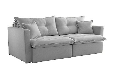 SOFA RETR LISBOA 180CM S/CX LINHO CINZA/461 - EST TEIX