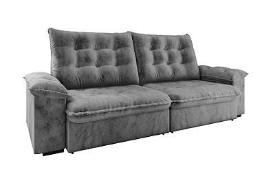 SOFA RETR APOLO 200CM VEL CINZA/ - FLASH ESTOFADOS