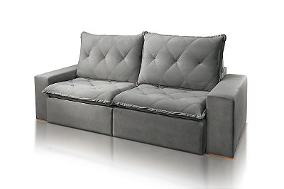 SOFA RETR LORETO 230CM VEL CINZA/526 - JC ESTOF