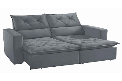 SOFA RETR IRON 180 BRC LISO VEL CINZA TEC 3040/09 - INNOVE