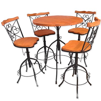 Jogo de mesa bistrô com 4 banquetas Elegance