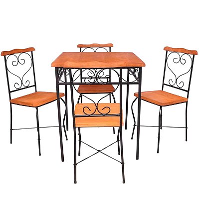 Jogo De Mesa Com 4 Cadeiras Coração