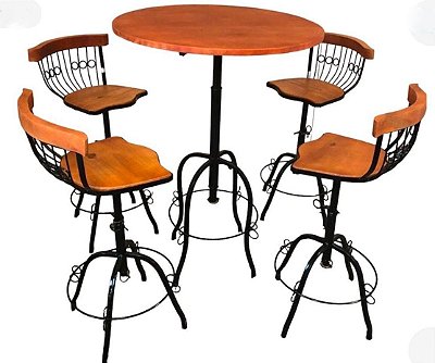 Jogo de mesa bistrô com4 banquetas gourmet