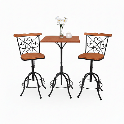 Jogo de mesa quadrada bistrô com 2 banquetas Elegance