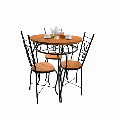 Jogo mesa de chá com 3 cadeiras