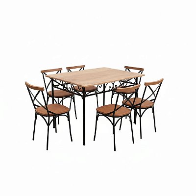 Jogo de mesa retangular com 6 cadeiras Vintage X