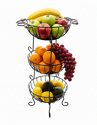 Fruteira rústica redonda 3 andares