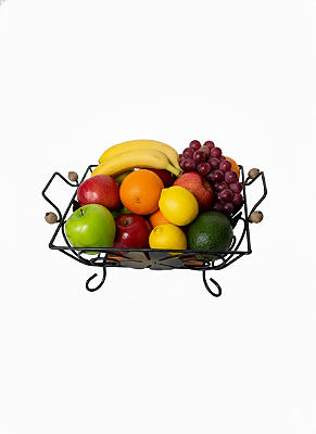 Fruteira rústica quadrada de mesa