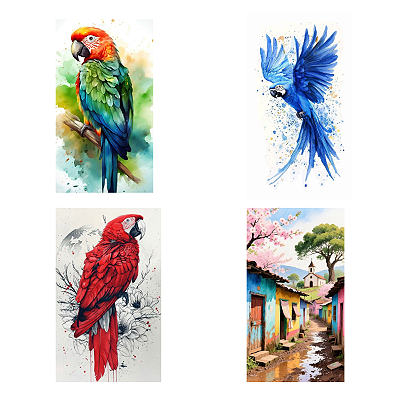 Conjunto de 4 Quadros Decorativos Paisagens Naturais 10x15