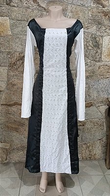 Vestido Medieval Preto e Branco