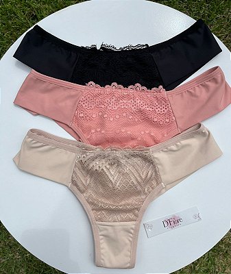 CALCINHA FIO DUPLO COM RENDA NA FRENTE