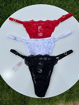 KIT 3 CALCINHA RENDADAS COM CORAÇÃO