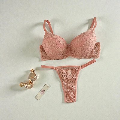 Conjunto Renda Bojo Com Calcinha Fio String
