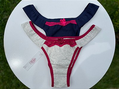 Calcinha Tanga Algodão com Renda Frontal