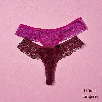 Calcinha Fio Duplo em Renda D'Fiore