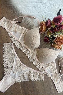 Conjunto Beatriz Renda Nude Confortável