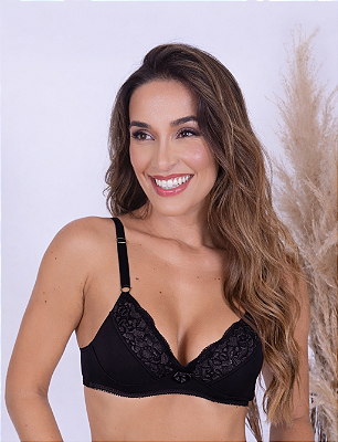 Sutiã Básico Sem Bojo em Microfibra com Renda