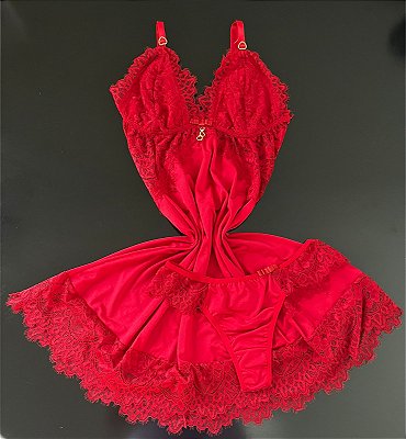 Camisola Elisa em Renda Vermelha