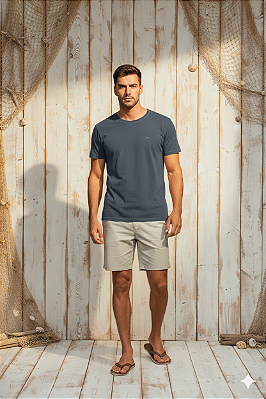 Camisa Mentawai Malha Azul Estonado Lisa