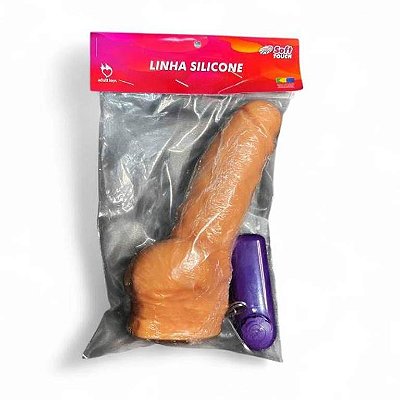 PENIS VIBRADOR BULLET COM ESCROTO SOFT TOUCH ADULT TOYS 17cm