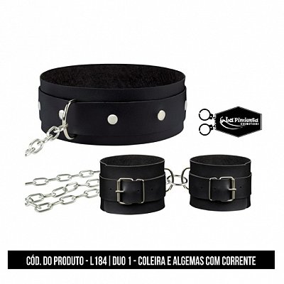 KIT SADO ALGEMAS E COLEIRA COM GUIA CORRENTE