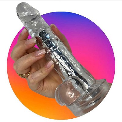 VIBRADOR REC. PENIS TRASPARENTE COM VENTOSA 19 CM