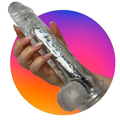 VIBRADOR REC. PENIS TRASPARENTE COM VENTOSA 25 CM
