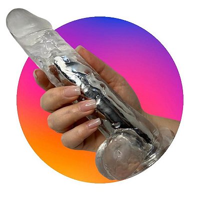 VIBRADOR REC. PENIS TRASPARENTE COM VENTOSA 22 CM