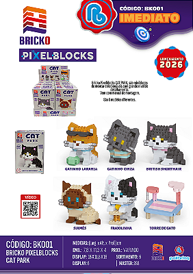 Blocos De Montar Bricko Pixelblocks Cat Park Gatos
