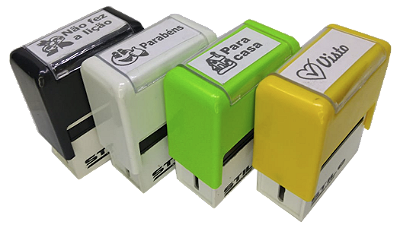 Kit 04 Carimbos Automáticos Stilo 20 - Para Casa/Parabéns/Visto/Não fez a Lição