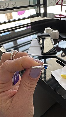 ANEL - CORAÇÃO AZUL - PRATA 925