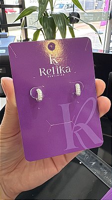 ARGOLA CLICK CRAVEJADA 2F - P - PRATA 925