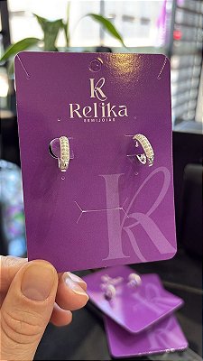 ARGOLA CLICK CRAVEJADA - G - PRATA 925