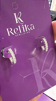 ARGOLA CLICK CRAVEJADA - G - PRATA 925