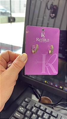 ARGOLINHA CLICK CRAVEJADA PEDRA PRETAS - G - SEMIJOIA