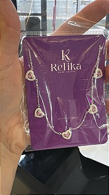 COLAR CORAÇÕES LUXO PINK - PRATA 925