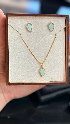 CONJUNTO AZUL TIFFANY CINTILANTE - PRATA 925