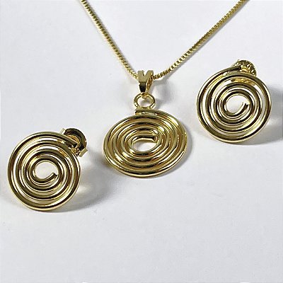 CONJUNTO ESPIRAL NO DOURADO - SEMIJOIA
