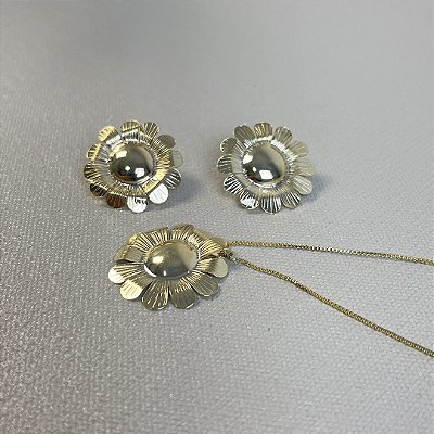 CONJUNTO GIRASSOL NO DOURADO - SEMIJOIA
